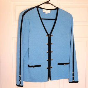 St. John Collection by Marie Gray Vintage Classy Blue Sweater Zip Front Jacket